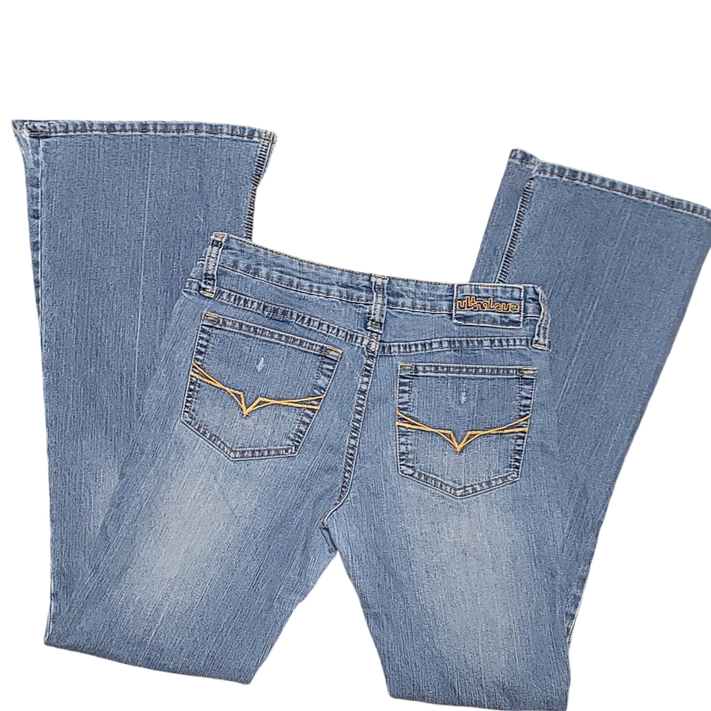 Vintage 2000s Y2K Ultralove Junior's Size 9 Low-rise Flared Leg Blue Jeans Denim